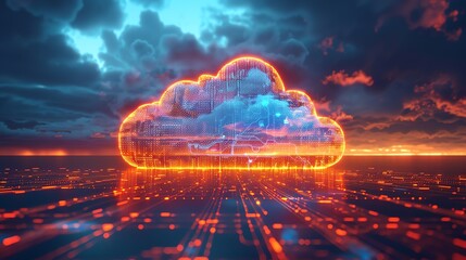 Obraz premium Digital Cloud Network Concept.