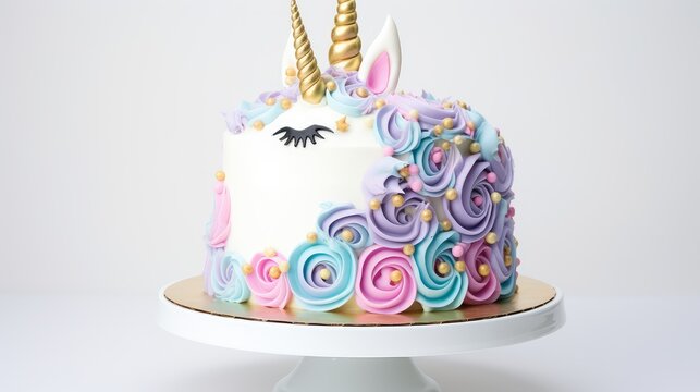 unicorn birthday cake white background