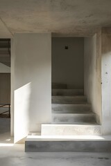 Fototapeta premium Minimalist Concrete Staircase in a Modern Building