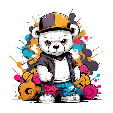 recommend clip art: Teddy bear gangster graffiti colorful for t shirt