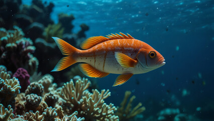 Naklejka premium fish and coral reefs in the beautiful sea
