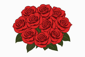 Obraz premium A red rose bouquet blooms with floral beauty, a gift of love and romance