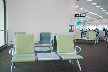 business concept with chair and equipment in airport