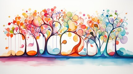 bending water color trees