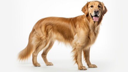 canine golden retriever white background