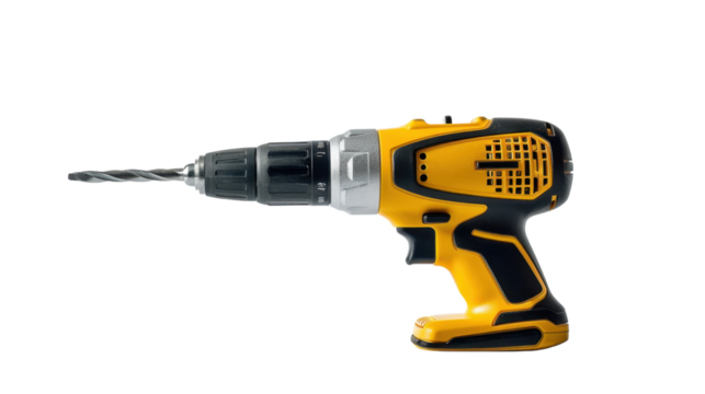Cordless drill on transparent background