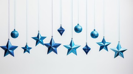 festive blue hanging ornaments