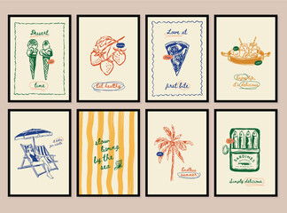 Minimalist hand drawn travel vector illustration collection. Art for postcards, branding, logo design, background.	
