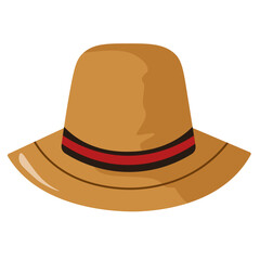 Brown hat accessory vector illustration, fedora hat clip art, summer hats clipart image isolated on white background
