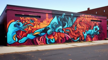 graffiti brick wall side view