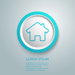 House line icon with door, outline design vector