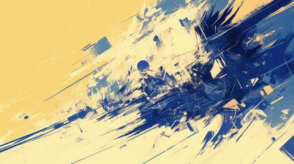 Abstract Art with Blue and Yellow Tones