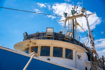 Fishing boat parking on Vela Luka town in Korcula island, Croatia