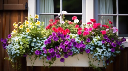 wooden house front window close up