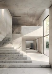 Fototapeta premium Minimalist Concrete Staircase Architecture Design