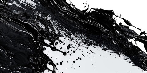 Close up view of a black and white painting with fine details