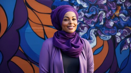 hijab women in purple