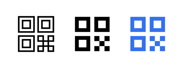 QR code icon. QR scanner vector illustration. Barcode symbol. Mobile scan outline sign isolated.