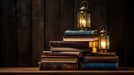 wooden books stacked