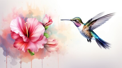 Fototapeta premium vibrant water color hummingbird