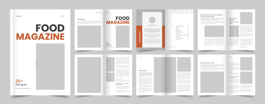 Food Magazine Template, Cook Book Layout