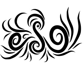 majestic bird calligraphic style illustration. black line doodle art. 