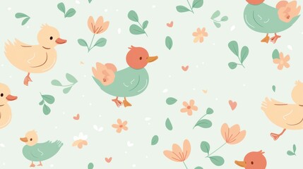 Simple mint art, mandarin ducks in frame