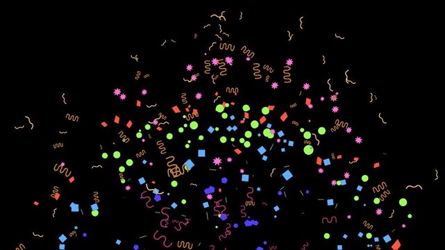 2d Colorful party confetti particles animation motion graphic with alpha background