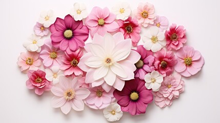 hues pink flower on white