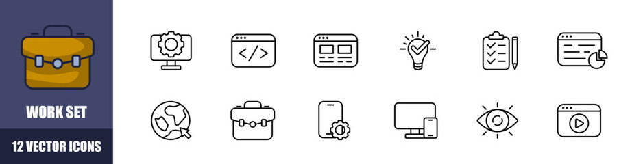 Work set icons. Internet icons. Linear style. Vector icons.