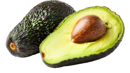 Avocado half on transparent background