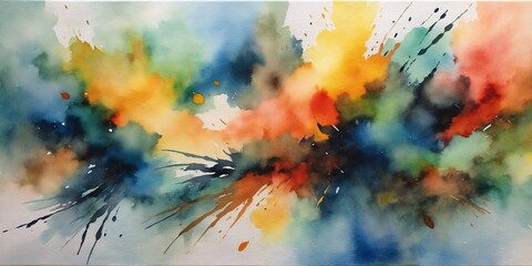 Abstract Watercolor Painting in Vibrant Colors.