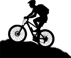 Obraz premium Silhouette man ride mountain bike 