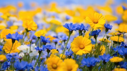 Obraz premium cornflower yellow and blue flowers