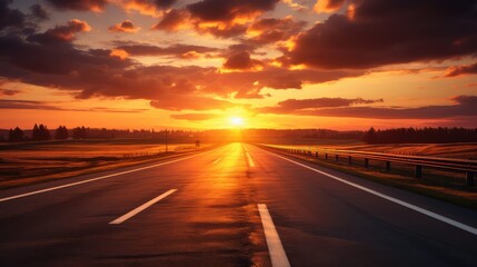 orange car road sunset