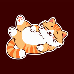 cute and lazy orange cat illustration for t-shirt print or sticker
