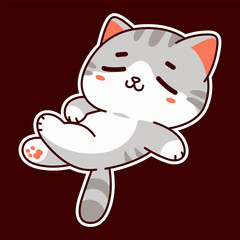 cute and lazy orange cat illustration for t-shirt print or sticker