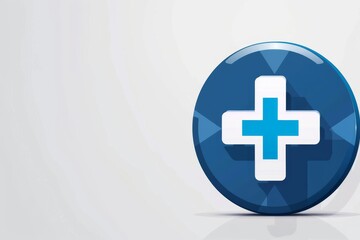 Fototapeta premium Medical cross icon in a blue circular design symbolizing healthcare medical services and wellness.