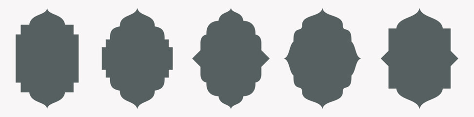 Set of Islamic shape window frame in flat style, vector illustration