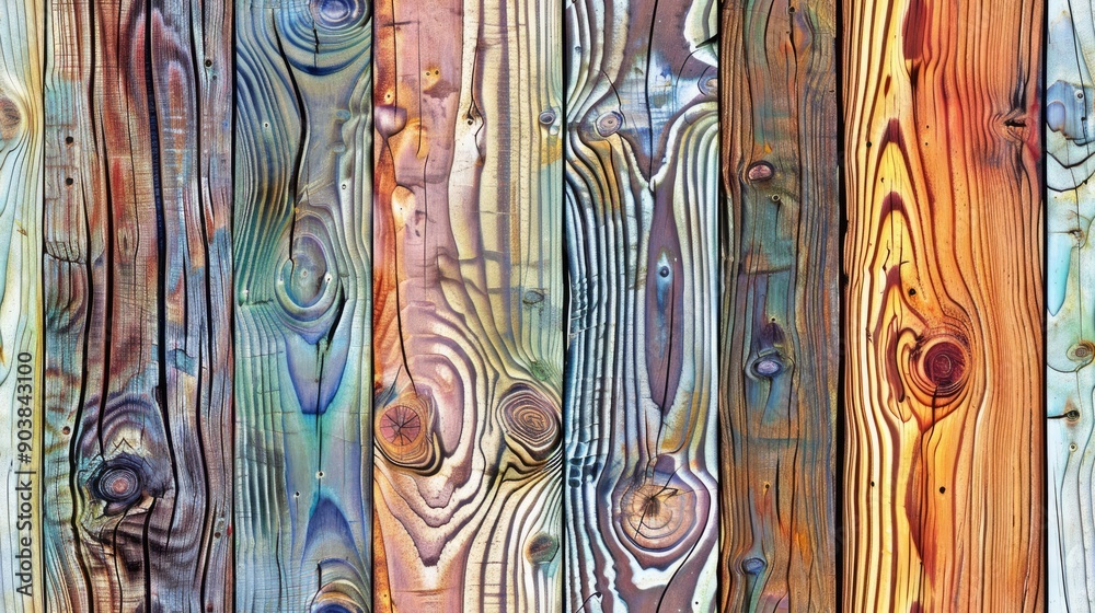 Sticker A background of colorful wooden planks