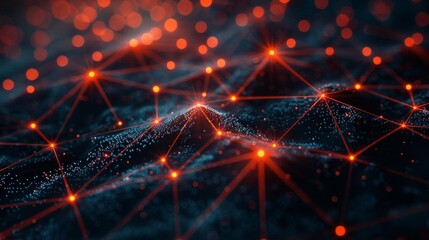 Abstract robotic network with AI connections and metallic textures