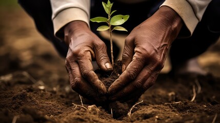 environment african american planting trees