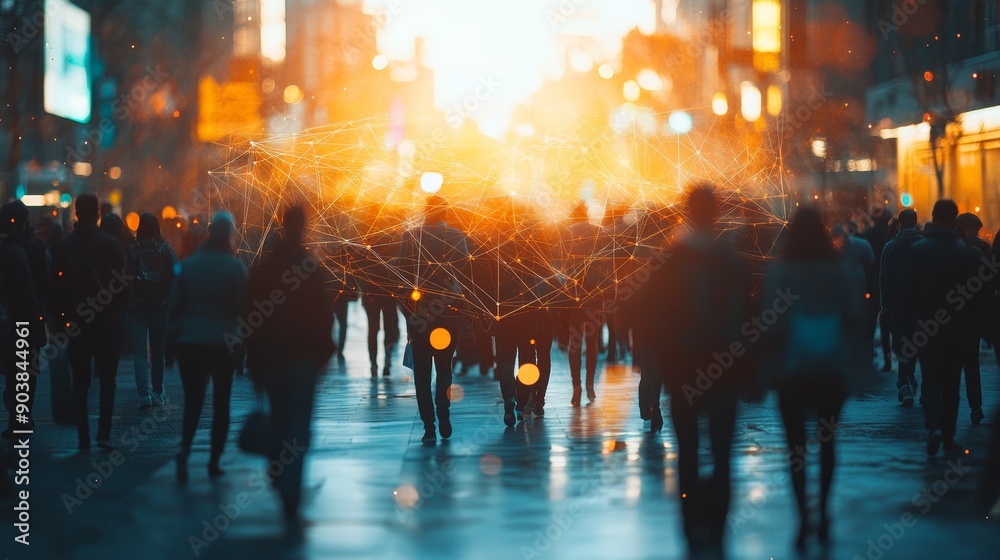 Poster visualize the expansion of a business network using interconnected nodes to represent partnerships, 