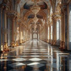 Fototapeta premium Majestic Interior of a Luxuriously Ornate Palace