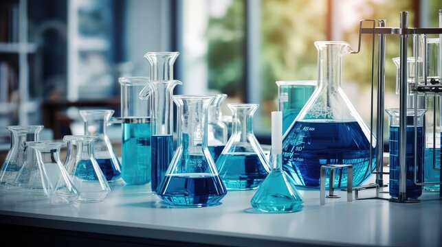 glassware blue chemistry