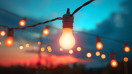 Close-Up of Colourful Illuminated at Night Illuminated Pendant Lights Hanging from Ceiling