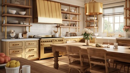 inviting gold kitchen