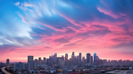 Fototapeta premium urban blue and pink clouds