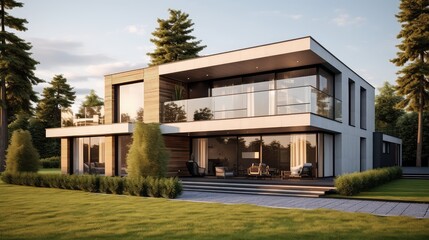 Fototapeta premium glass 2 story house
