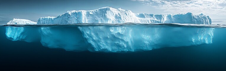 Obraz premium Massive Iceberg Showing Hidden Dangers Underwater